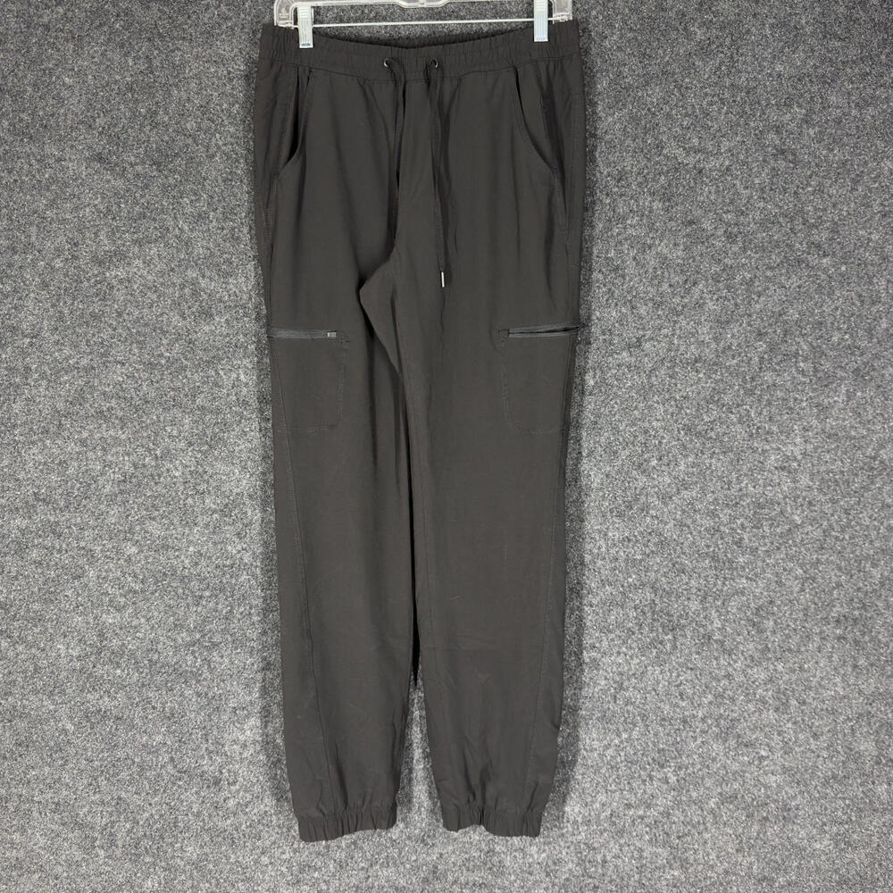 Eddie Bauer Pants Women 4 Black Mid Rise Flat Front Drawstring Pockets Straight